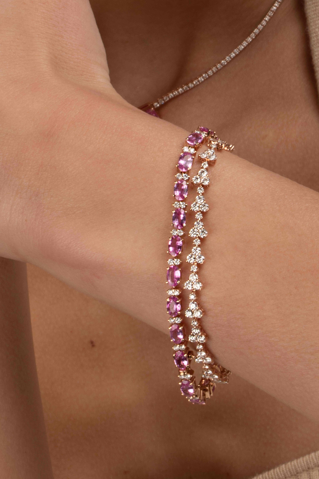Pink Sapphire Tennis Bracelet