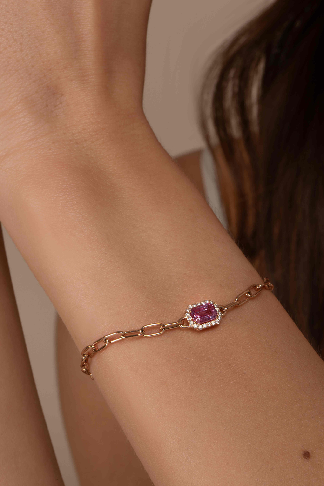 Pink Sapphire Paperclip Bracelet