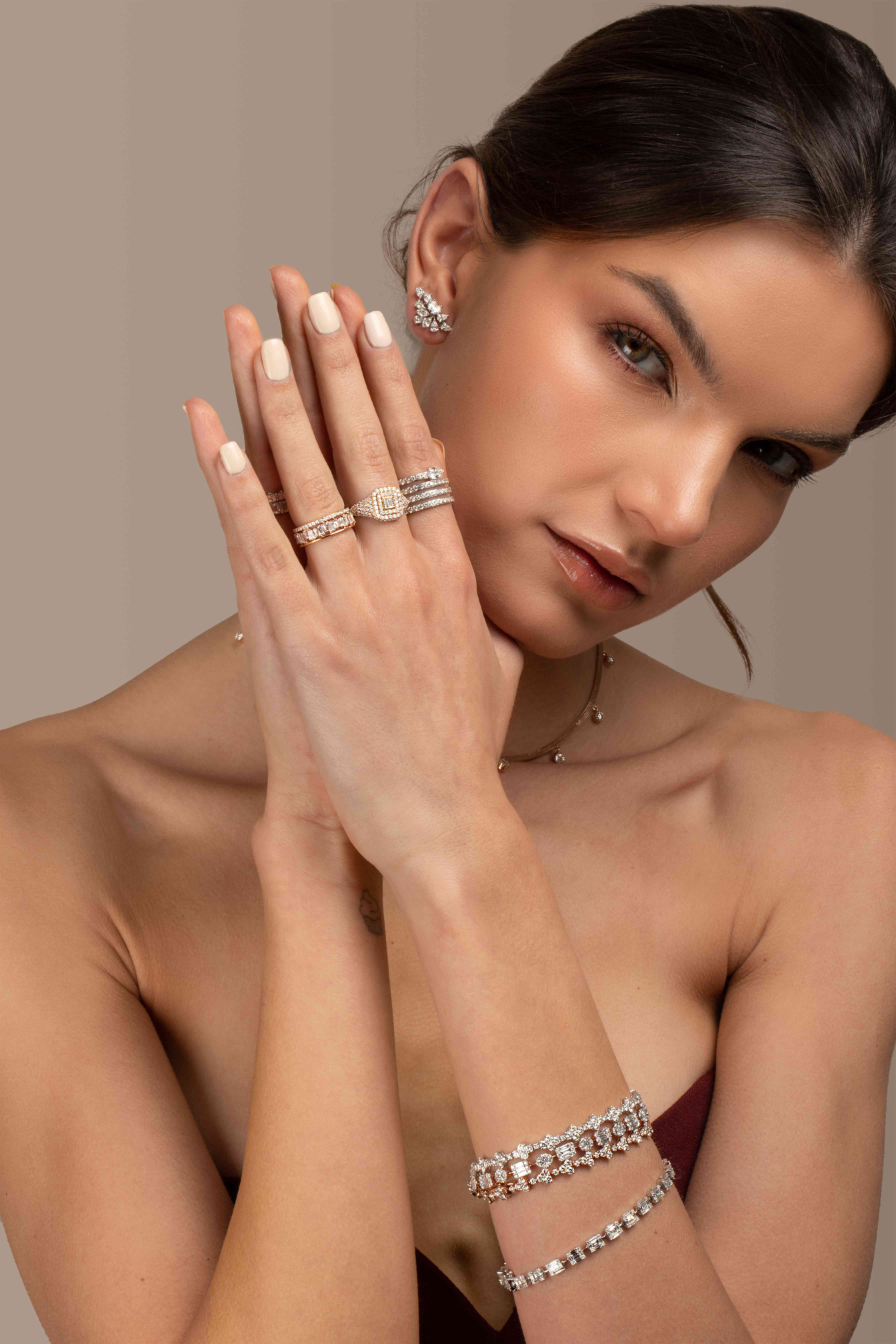Oval and Square Diamond Illusion Bracelet