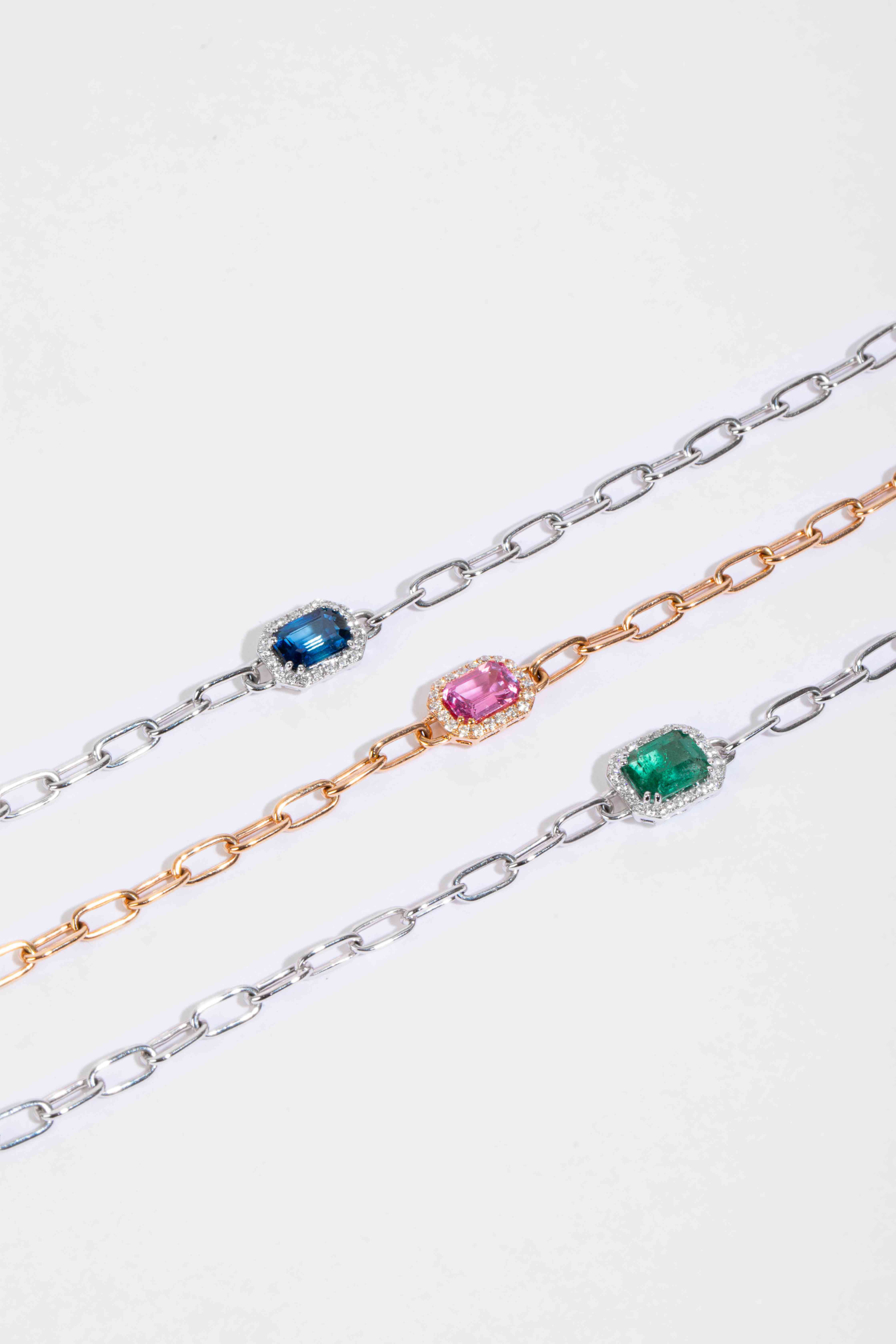 Emerald Paperclip Bracelet
