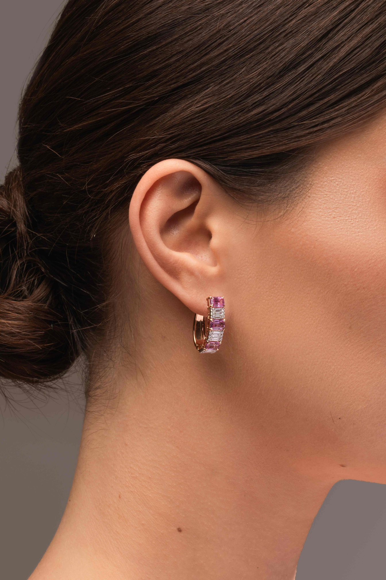 Pink Sapphire Hoop Earrings