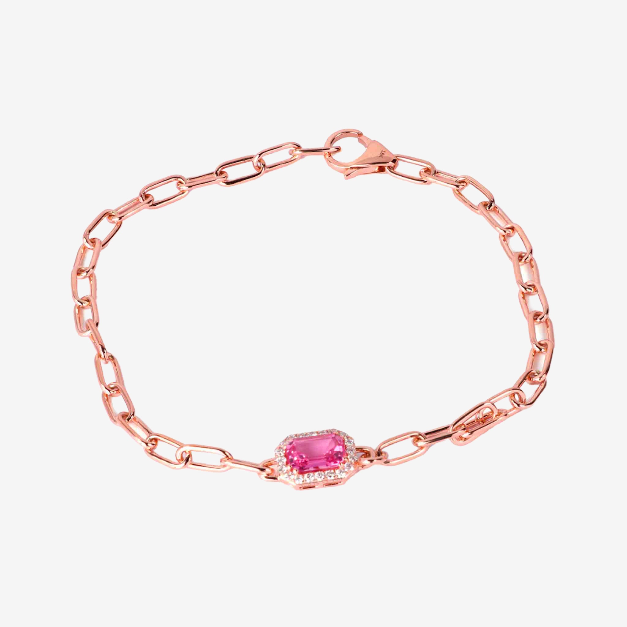 Pink Sapphire Paperclip Bracelet