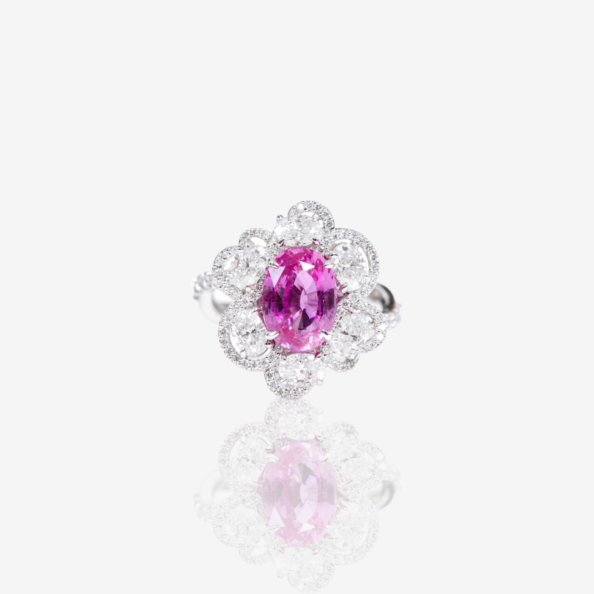 Pink Sapphire & Diamond Ring