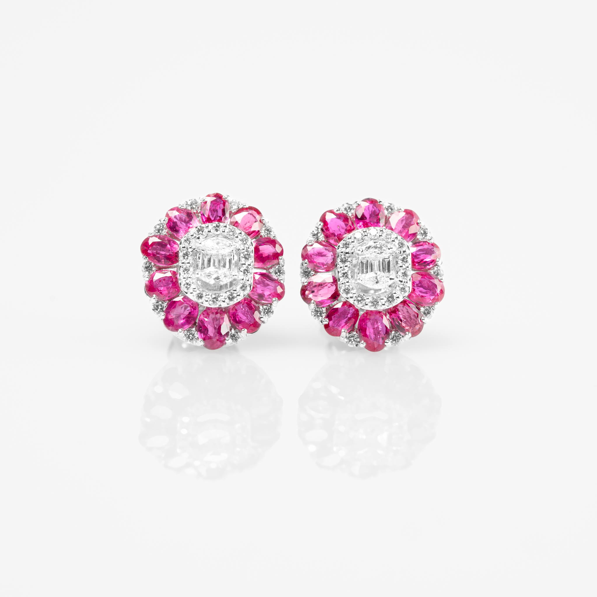 Ruby Flower Earrings