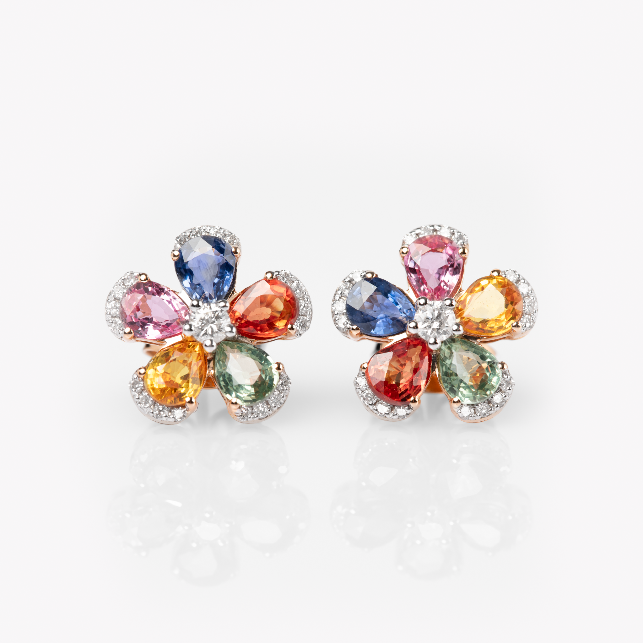 Multi Sapphire Dahlia Earrings