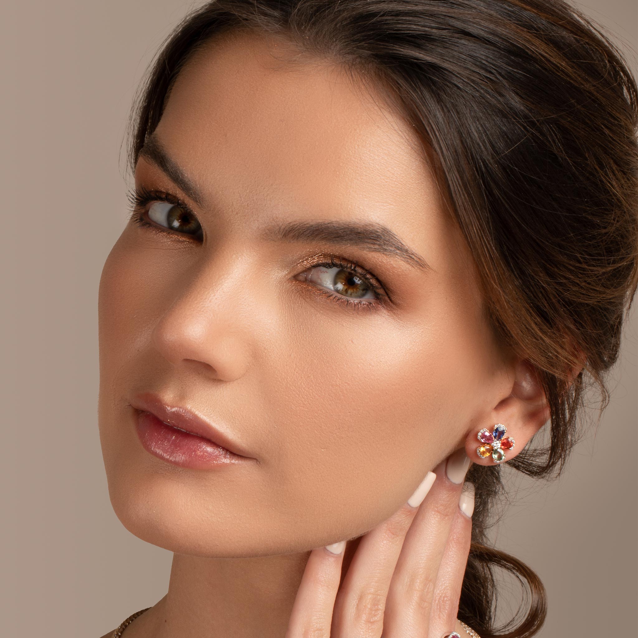 Multi Sapphire Dahlia Earrings