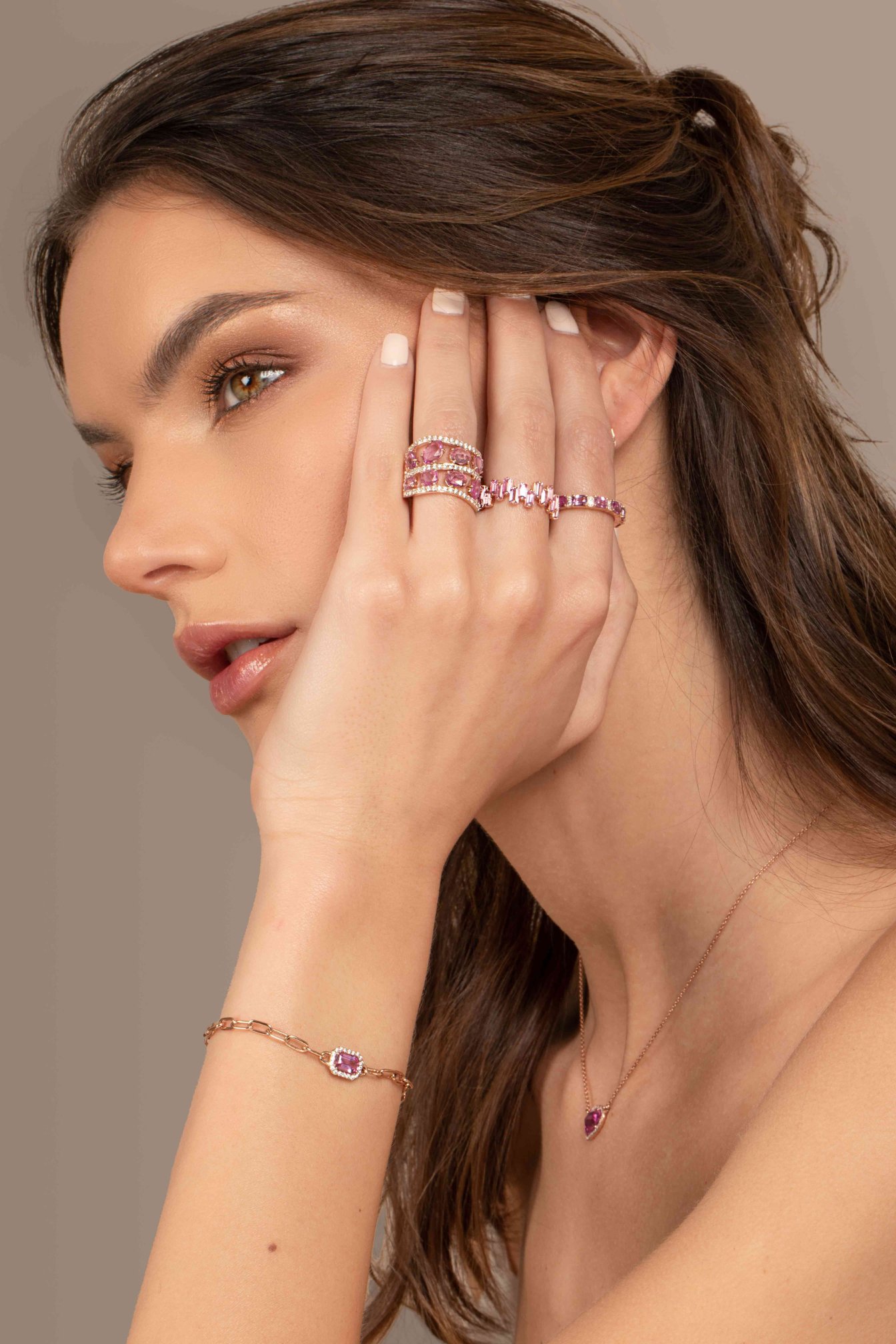 Pink Sapphire Paperclip Bracelet