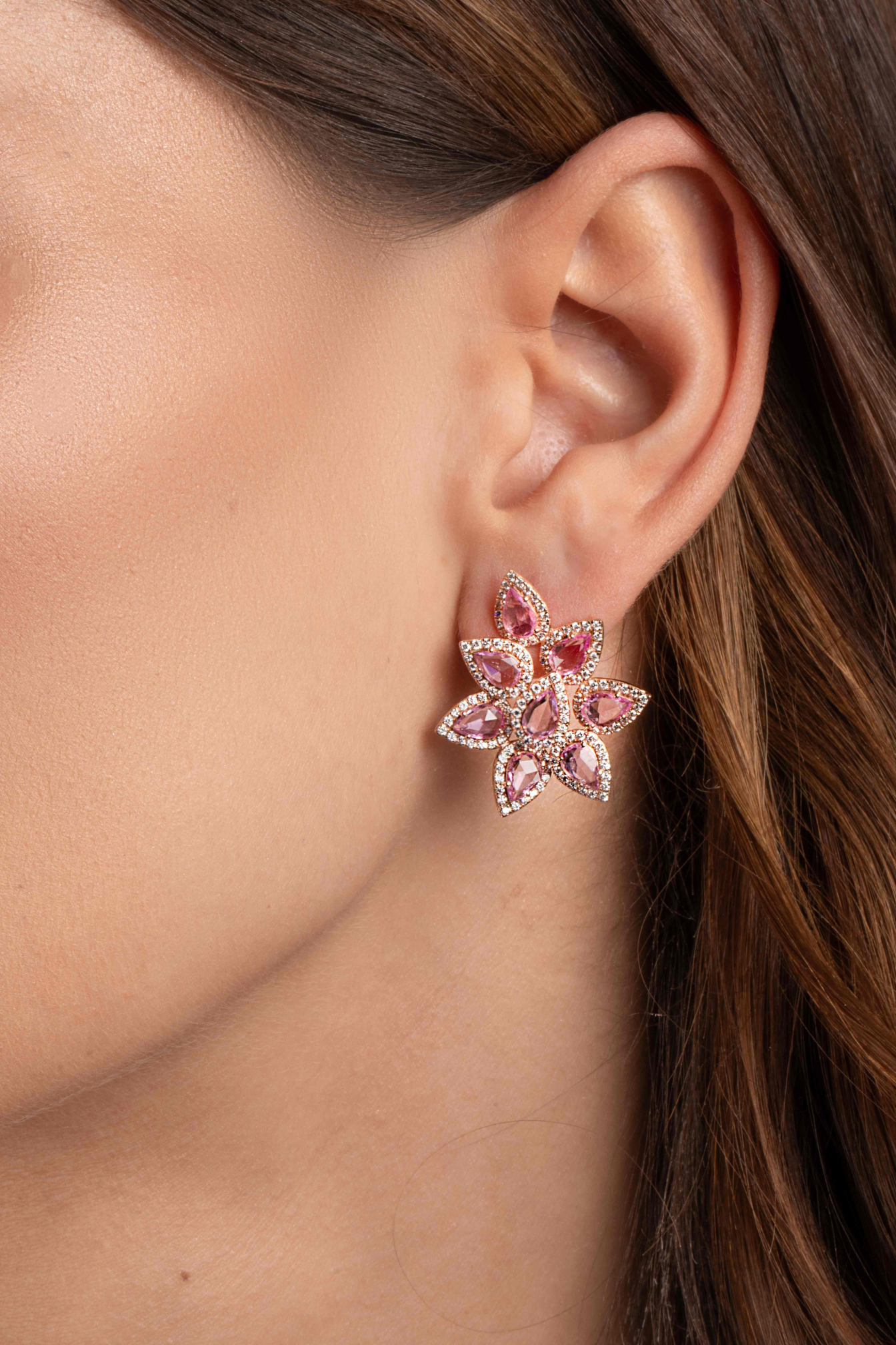 Pink Sapphire Fleur Earrings