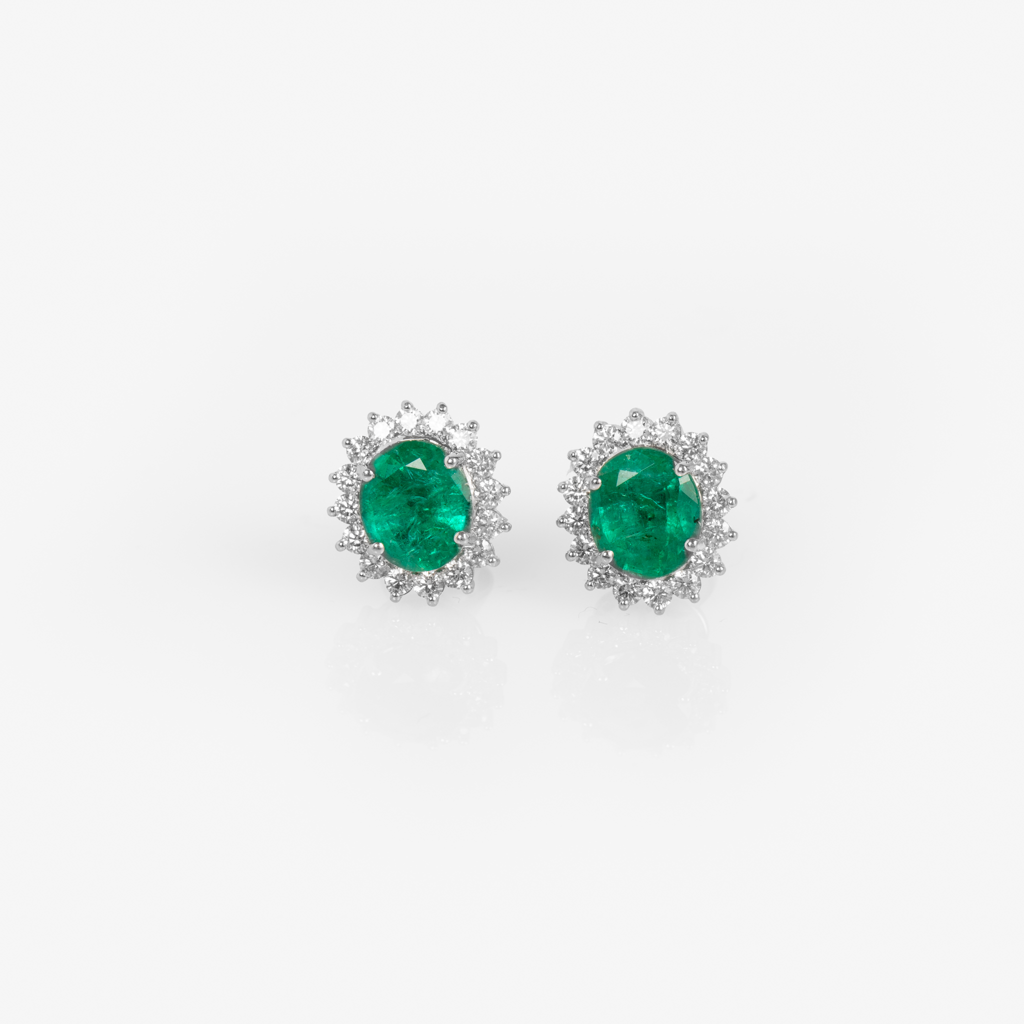 Emerald and Diamond Stud Earrings