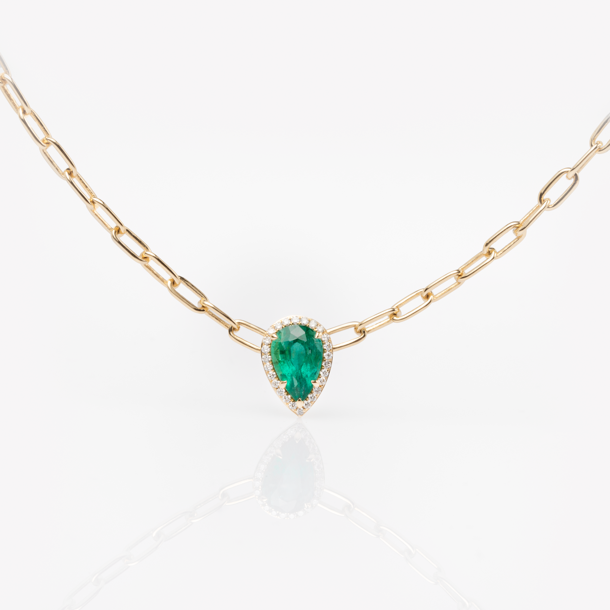 Emerald Pear Chain Necklace