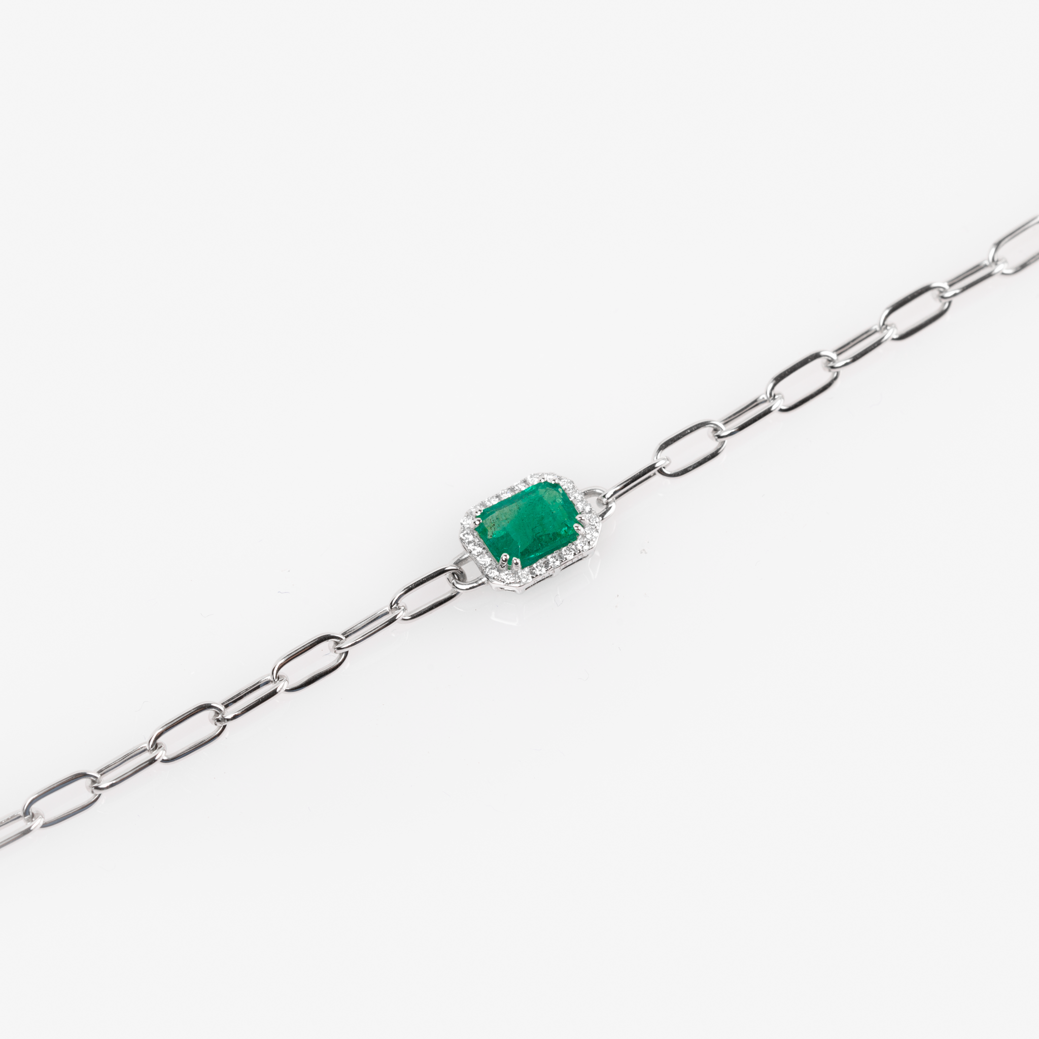 Emerald Paperclip Bracelet