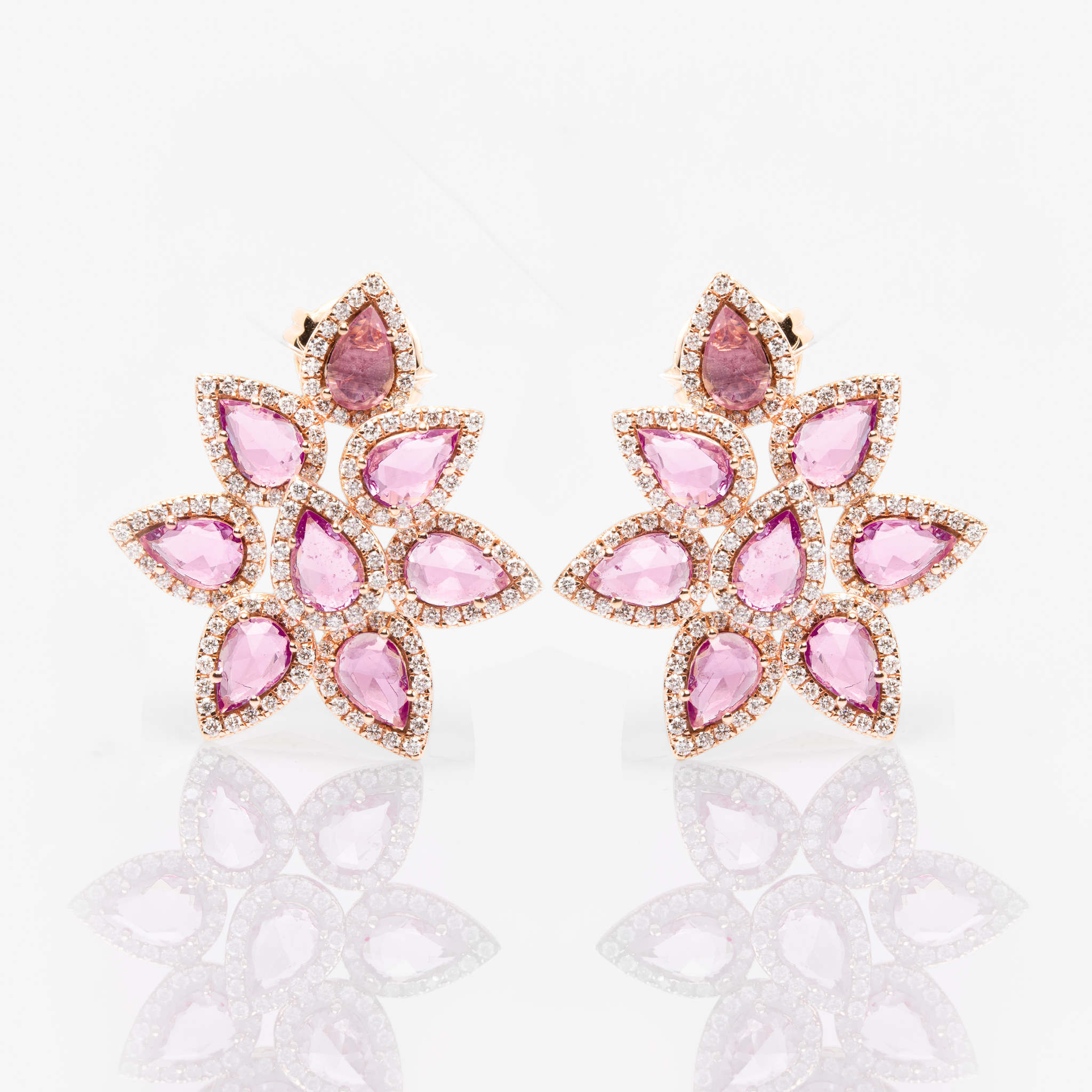 Pink Sapphire Fleur Earrings