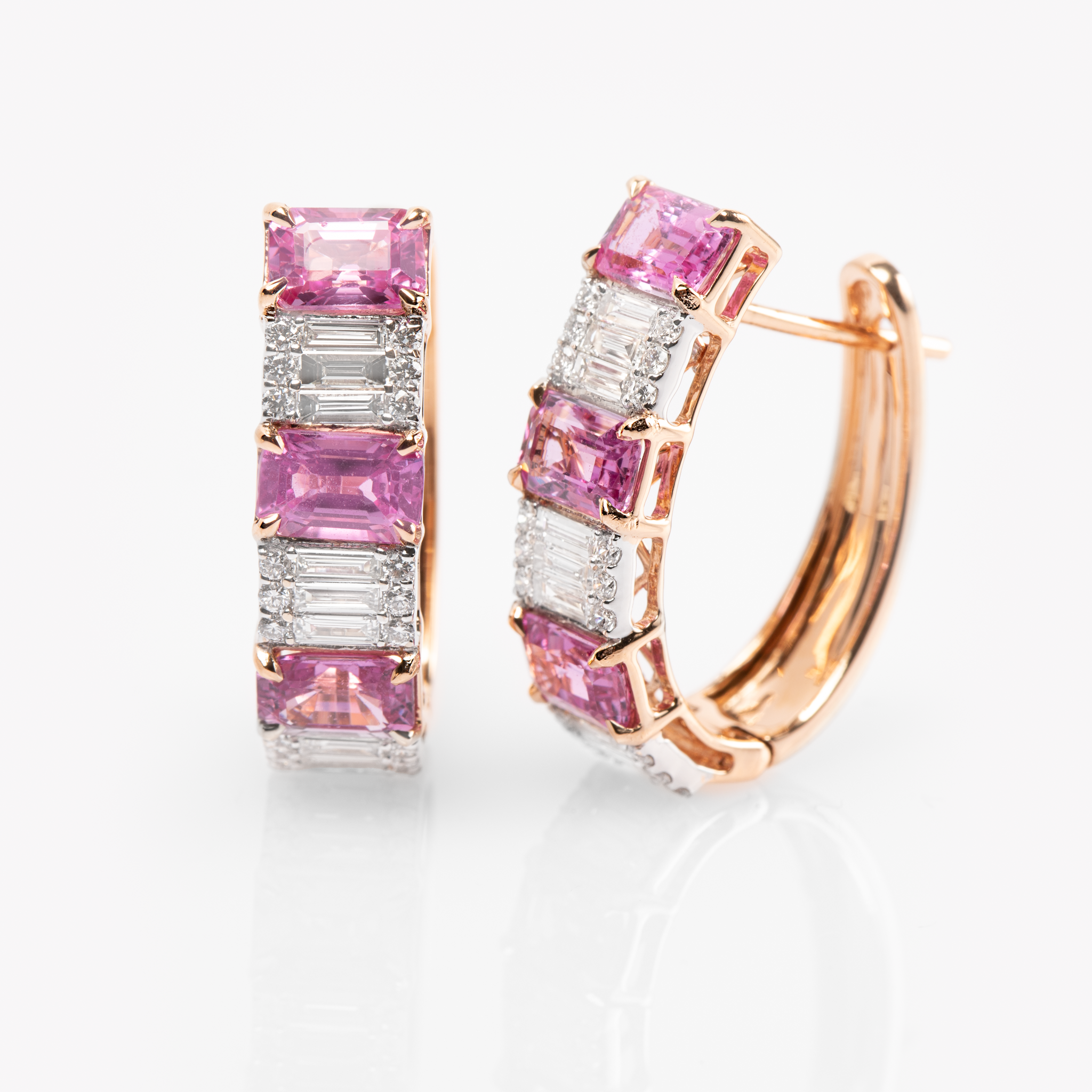 Pink Sapphire Hoop Earrings