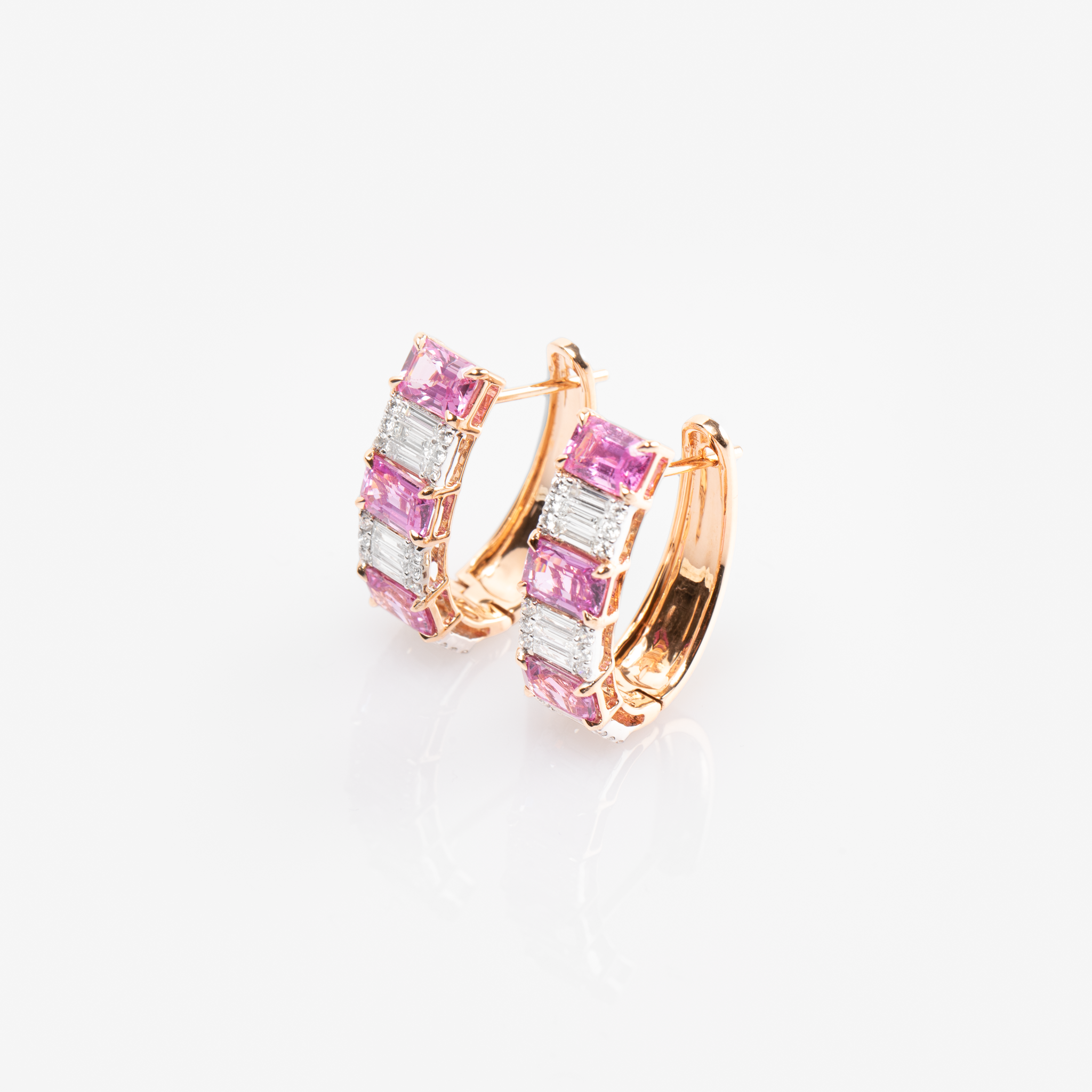 Pink Sapphire Hoop Earrings